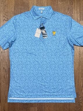 NWT Peter Millar PGA Presidents Cup Cocktail Dog Print Golf Polo Mens Medium